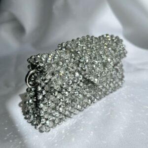 crystal white beaded purse